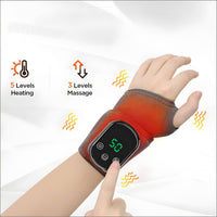 Vibration Massage Heated Vibrating Wrist Brace Adjustable Fit Vibrating Heat Treatment Band Portable Electric Ankle Heating Wrap Skin-Friendly Material for Athletes, Seniors, Travel, Office