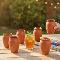 6 Pieces Clay Drinking Cups Thick Cups with Glazed Finish Mexican Clay Cup for Parties