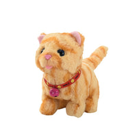 Electric Plush Cat Toy with Walking, Sound, and Tail Wagging