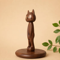 Wooden Feline Paper Towel Holder Tabletop Wooden Tissue Holder Engraved Details