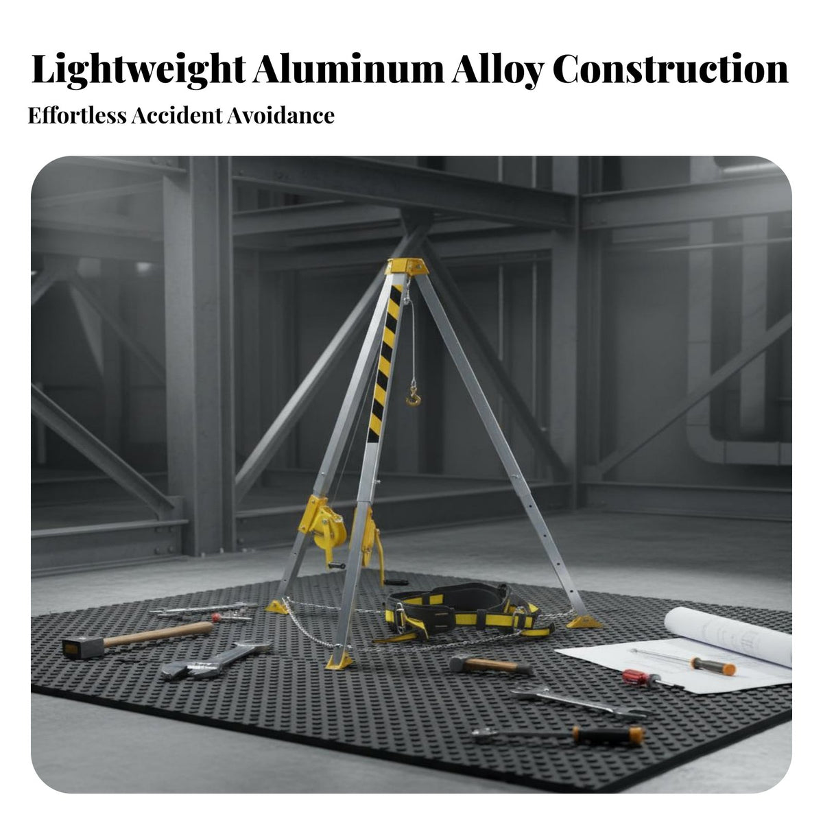 Recovery Tripod Winch Adjustable Height Recovery Tripod Strong Load-Bea Loop Capacity for Emergency Responders, Municipal Workers, Wells, Sewers