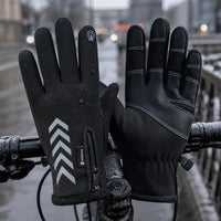 Men's Cycling Warm Gloves Touchscreen Waterproof Windproof Thermal Fleece with Zipper