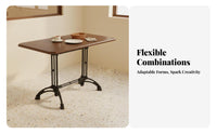 French Style Cafe Table with Solid Wood Top Cast Iron Pedestal Base Dining Furniture Wooden Round Table Retro Design Suitable for Breakfast Nook Home Restaurant