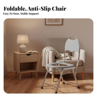 Folding Bedside Commode Portable Foldable Toilet Stool Stable Support for Travel