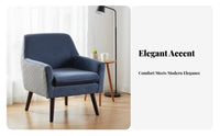 Nordic Aesthetic Upholstered Armchair High Backrest Upholstered Armchair with Wood Legs Mid-Century-Century Modern Design Single Sofa Thickly Cushisingled for Homeowners, Interior Designers, Study Room, Bedroom, Hotel Lobby, Reception Area