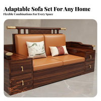 Modern Chinese design Multi-Functional Sofa with Storage two-seasonSeason Comfort Wooden Sofa with Storage Drawers sturdy Wood Frame Living Room Furniture Minimalist Design for Apartment Dwellers, Families, Homeowners, Lounge Area, Reception Hall