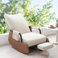 High-Back Rocking Lounge Chair with Leg Rest Corduroy Rocking Lounge Chair with Footrest Foldable Reclining Rocker with Footrest Sturdy for Balcony