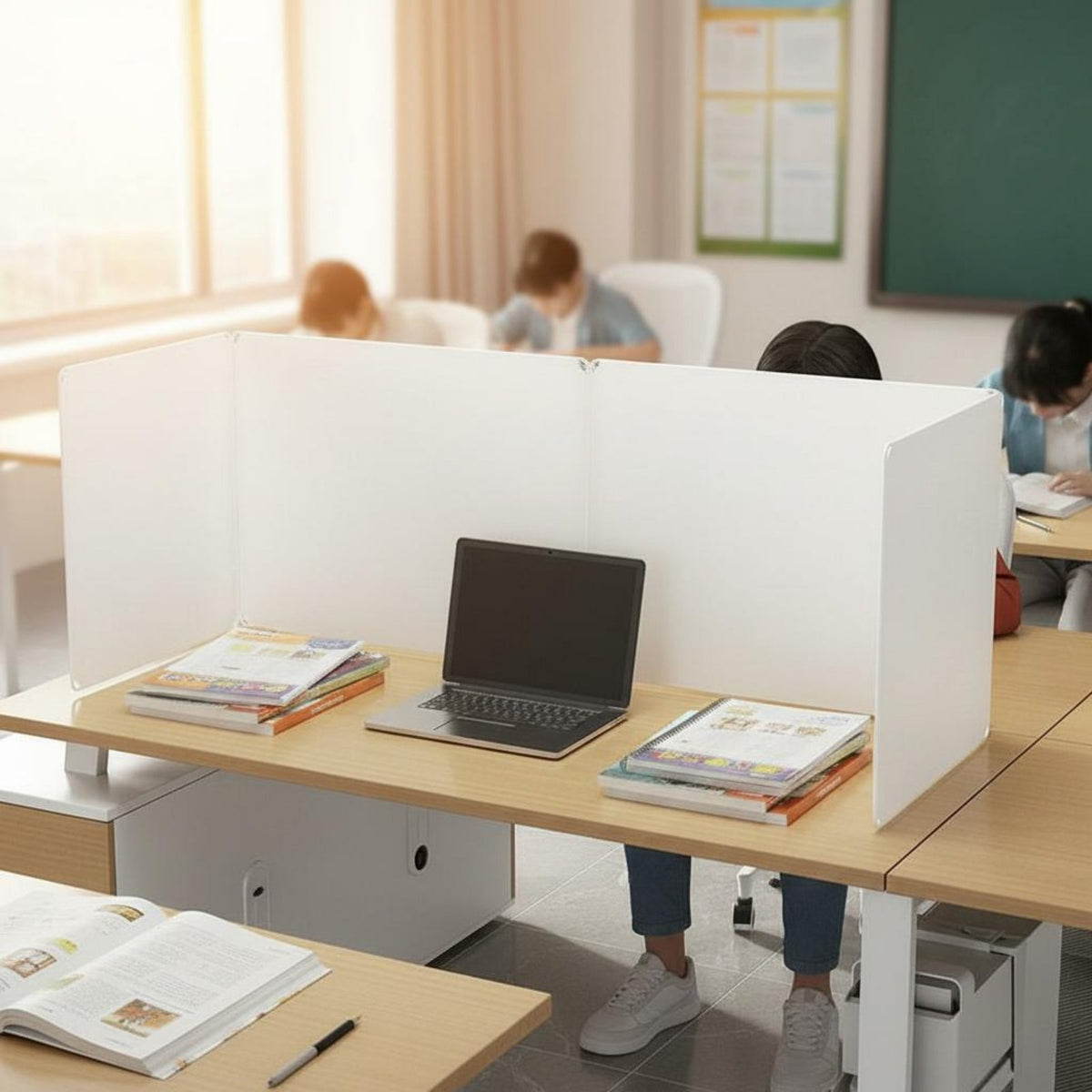 Desk Partition, Office Divider, Foldable Table Screen, Antispray, Exam Separator
