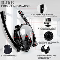 Full Dry Snorkeling Mask with Dual Tube and Anti-Fog Wide View