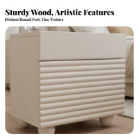 Fluted Drawer Nightstand Sturdy Construction Ribbed Front End Table for Hallway