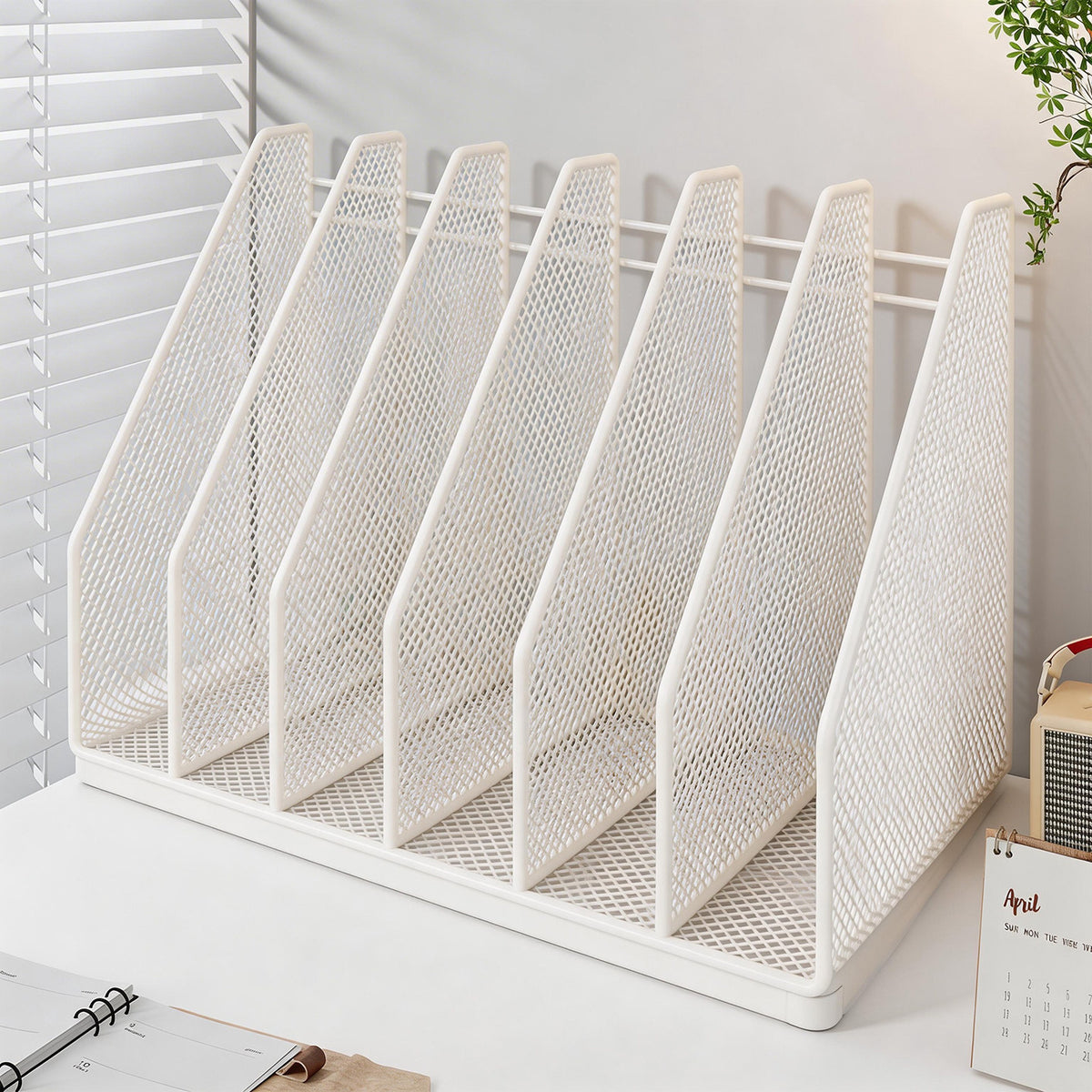 Desktop File Organizer with Dividers, Simple Vertical Bookshelf for Office and Home