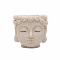 Buddha Head Planter Creative Design Resin Head Plant Pot Tranquil Face Flower Pot With Drainage Hole Home Decoration for Balcony