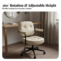 Height Adjustable Padded Swivel Armchair on Wheels Ergonomic Support Upholstered Swivel Seat Easy Assembly Desk Chair Compact Design for Students, Makeup Enthusiasts, Gamers, Study Room, Bedroom, Gaming