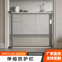 佛山灰色免打孔防护门加宽加高宠物围栏工厂防猫狗伸缩门栏批发