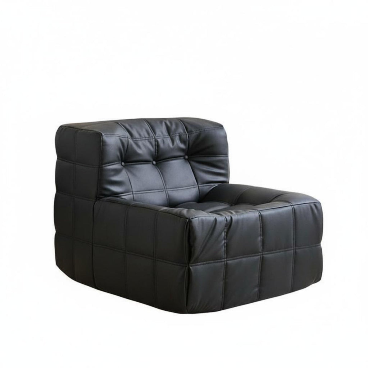 Single-Seater Cumulus Couch Grid Texture Lounge Chair Creamy & Look Space-Saving Size for Readers, Small Areas, Bedroom