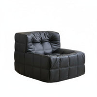 Single-Seater Cumulus Couch Grid Texture Lounge Chair Creamy & Look Space-Saving Size for Readers, Small Areas, Bedroom