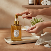 Golden Flat Shoulder Round PET Bottle with Pump Dispenser for Skincare and Cosmetics