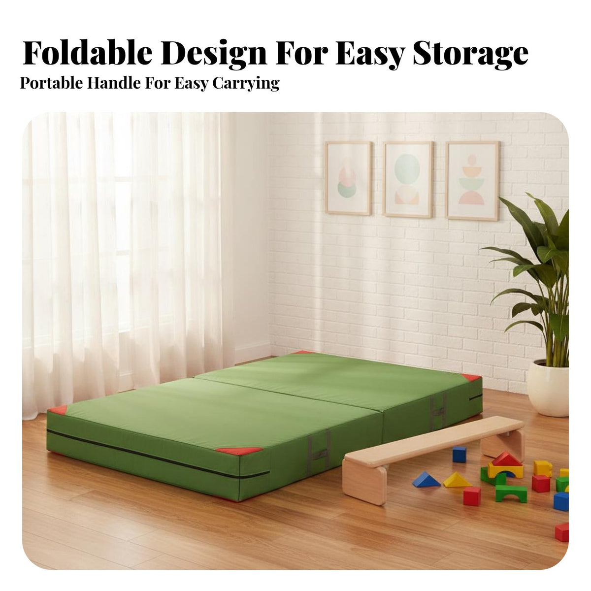 Foldable High Jump Mat Thickened Cushioning Folding Gymnastics Mat Versatile Rock Climbing Crash Pad for Gymnasts, Dancers, Dance Studio, Home Gym