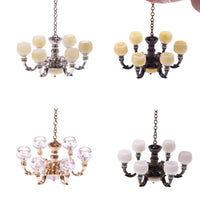 Dollhouse Miniature Alloy Chandelier for Living Room Decor