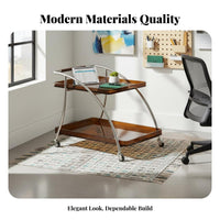 2-Tier Rolling Trolley Transparent Design Mobile Furniture Movable with Casters Vintage Retro-& Aestheticd for Students, Bedroom