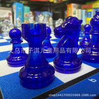 ALLIWILL Chess Set, 49mm King, Transparent Black/Blue/White, 3-Player and 2-Player Combo