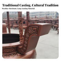 Large Outdoor Temple Censer Ornate Traditional Design Six Dragon Pillar Ceremonial Smoke Burner Weather Resistant Round Cast Iron Ceremonial Smoke Urn