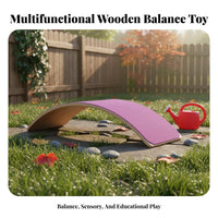 Sensory Training Wooden Wobble Balance Board Sturdy Wood Construction Wooden Balance Board Strengthens Core Muscles Child-Centered Rocker Toy Improves Posture for Toddlers, Stretching, Playroom, Indoor