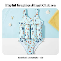 Single-Piece Buoyancy Aquatic Suit Quick-Drying Material girls' Buoyant Suit Aquatic Suit with Removable Buoyant S Cute Cartoon