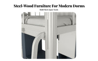 Desk Loft Bed Space Saving Student Dormitory Bed High Guardrail Bedroom Furniture for College Students, Teenagers, Dorm Room, Apartment, Small Areas
