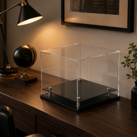 Acrylic Display Case, Clear Display Box with Black Base, 40x20cm Dustproof for Model Car, Collectible & Memorabilia