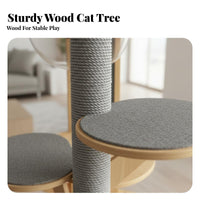 Multi-Level Wooden Climbing Tower abrasionResistant Posts Multi-Level Tower with Condo and Perches Sturdy Construction Cat Furniture for Indoors, Home