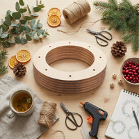 Wooden Wreath Hoop: A Lightweight yet Sturdy DIY Frame for Crafting Exquisite Wreaths. Ideal for Crafting Projects and Weddings, These Unfinished Wooden Craft Hoops Offer Effortless Elegance.