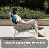 4-Piece Woven Lounge Seating All-Weather Outdoor Furniture sturdy Frame Thick paddings for Families, Balcony, Sunroom, rearyard