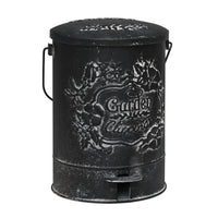 Embossed Floral Weathered Patina Foot Pedal Trash Can Outdoor Metal Garbage Bin