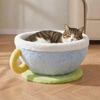 Pet Bowl Bed Bowl-Shaped Cat Bed with Handle Cute Feline Resting Place for Living Room