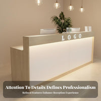 Modern Reception Desk Sturdy Construction Modern Commercial Front Desk Scratch-Resistant Surface Company Welcome Counter for Workplaces, Lobbies
