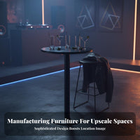 Industrial Aesthetic High Stool and Counter Table Combo Slate Tabletop Counter Dining Table with Stools Upholstered Seat Bar Height Furniture Long-Lasting Construction for Restaurant Managers, Interior Designers, Adults, Nightclub, Lounge, Small Areas