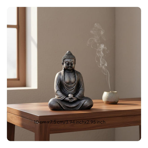 Chinese Zen Buddha Statue Vintage Look Antique Finish Buddha Figure for Desktop