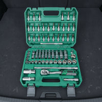 Automotive Tool Kit Chrome-Finished Car Repair Tool Set Portable Socket Wrench Kit with Case for Home Mechanics, Mechanics, Roadside Emergency, Garage