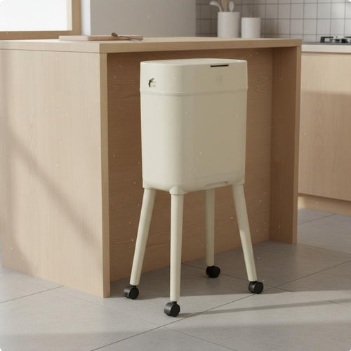 Rolling Waste Bin with Lid Large Capacity Tall Trash Can with Wheels Profile Household Essential for Washroom