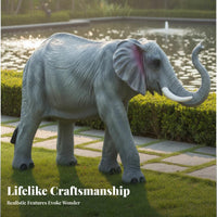 Fiberglass Elephant Model Lifelike Design Large Elephant Sculpture Weather Resistant Outdoor Decoration for Landscapers, Parks, Hotel Entrances, Lawns
