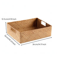 Rectangular Woven Basket Open Top Organizer Bin Sturdy for Drawer
