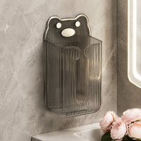 Transparent Wall-Mounted Tissue Dispenser, Self-Adhesive No Drilling Required, For Facial Tissues Up To 12x9.5cm, Modern Plastic Dispenser
