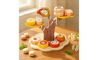 Colorful Play Food Set with Stand Tabletop Toy Dessert Display with Play Food Smooth Dessert Playset with Stand Educational for Preschoolers, Toddlers, Kids, Kindergarten, Playroom