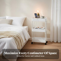 3-Tier Narrow Trolley Slim Design 3-Tier Rolling Shelf Easy Assembly for Renters