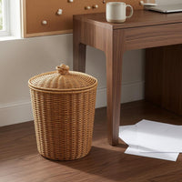 Round Imitation Rattan Lid Hand-Woven Container Cover Hollow Design Storage basket cover