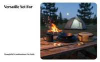 Long-Lasting Black Stainless Steel Dinnerware Set Compact Titanium Plated Bowl and Plate Set Lightweight for Campers, Backpackers, Picnic