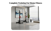Heavy Duty Steel Construction Squat and Bench Press Set High Load Capacity Multi-Function Weight Lifting Rack Safety Spotter Arms Adjustable Squat Rack Easy Assembly for Weightlifters, Fitness Enthusiasts