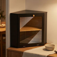 Corner Bread Box Fixed Shelf Corner Storage Box Countertop Wooden Bread Holder