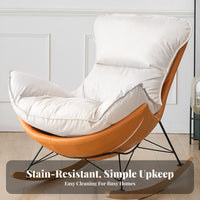 Upholstered Rocking Chair Nordic and Design Upholstered Eggshell Lounger Padded Seat Breathable Padding for Parents, Bedroom